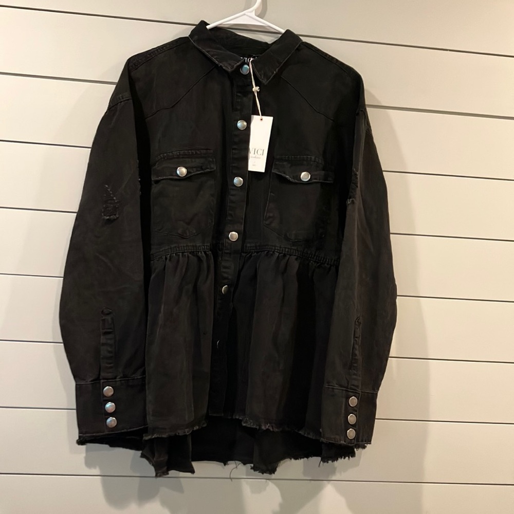 Black denim jacket, NWT!